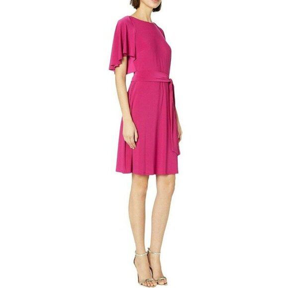 NWT Lauren Ralph Lauren Dress Size 8 Gaelyn Orchid Preppy Belted Stretch Formal - Picture 2 of 16